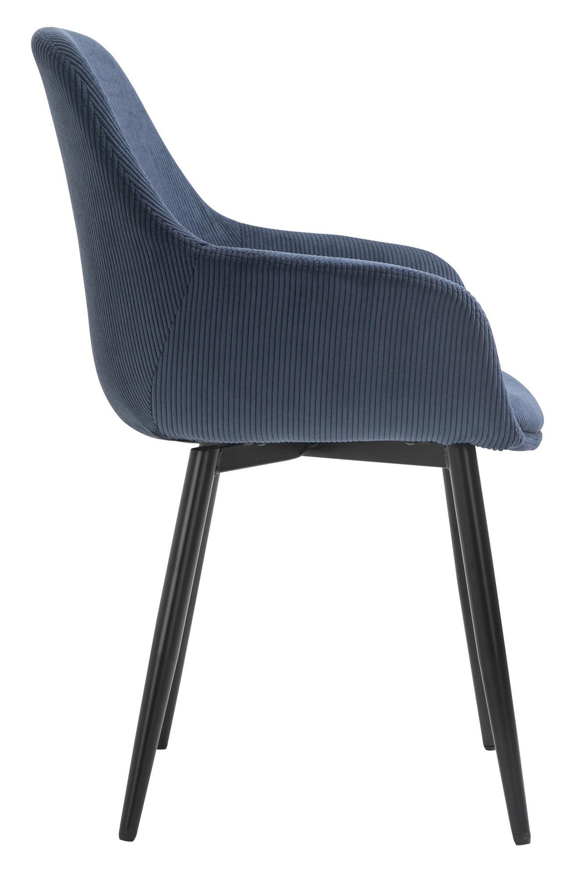 Set Naslanjačev Cord, Temno Modra, 2-Delni - črna/temno modra, Moderno, kovina/tekstil (64/86/59cm) - Livetastic