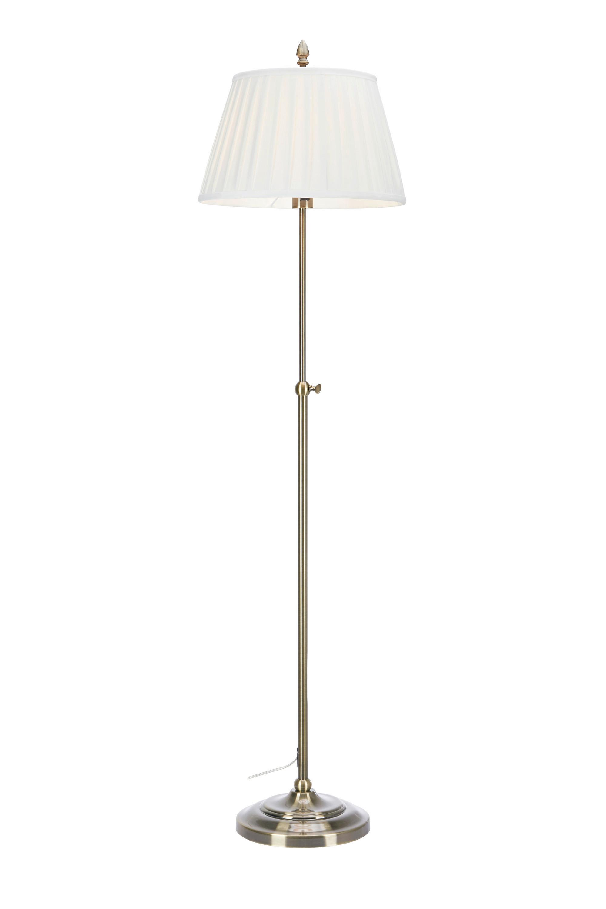 Stehleuchte Markslöjd Oxford Messingfarben max 40 Watt - Messingfarben/Weiß, Design, Textil/Metall (38/38/155cm) - Markslöjd