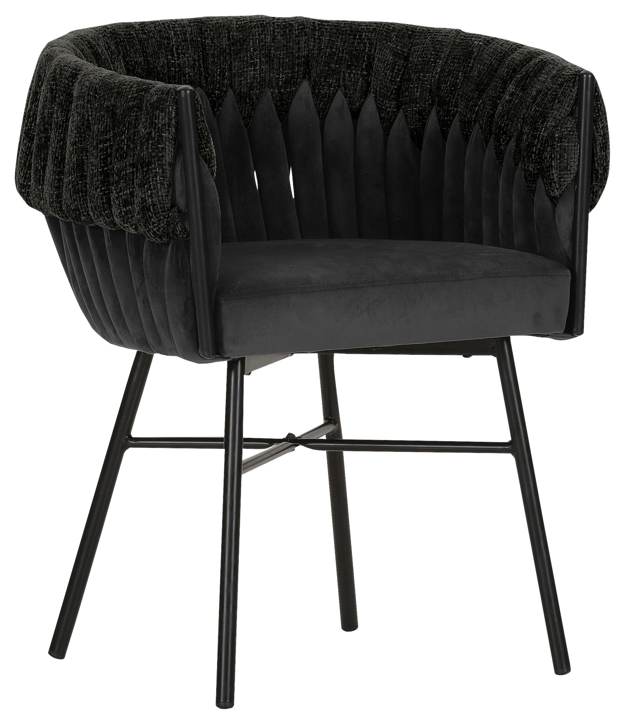 KRZESŁO Z PODŁOKIETNIKAMI TWISTY -AMBIA HOME- - antracytowy/czarny, Design, metal/tkanina (65/76/60cm) - Ambia Home