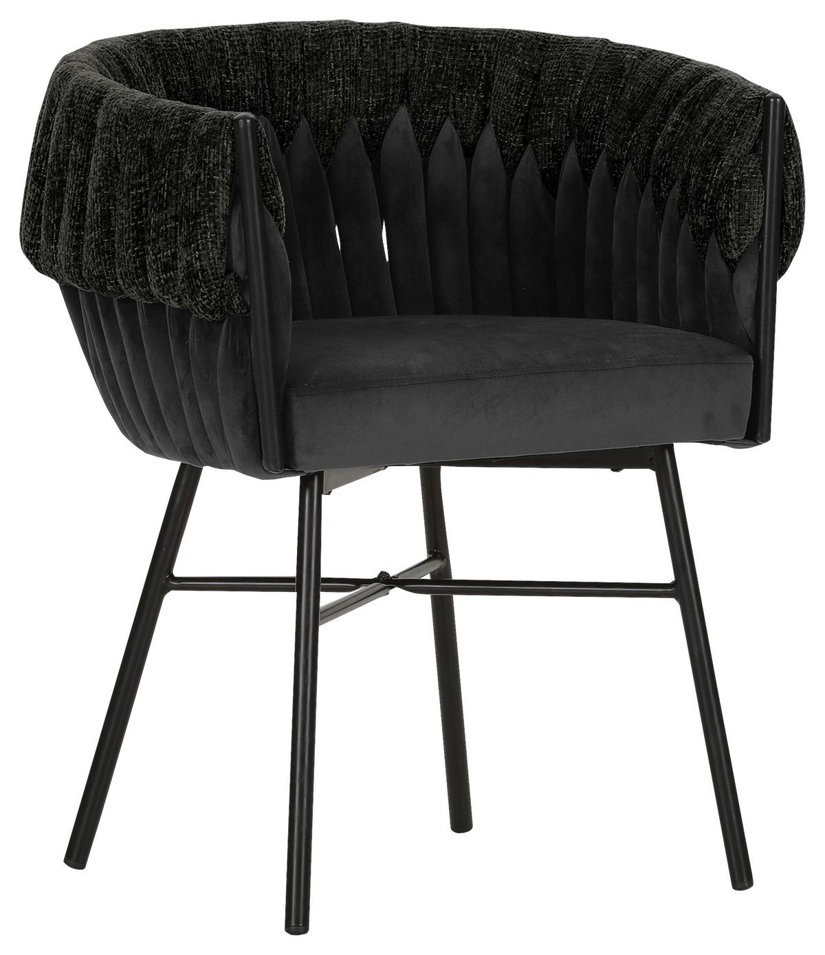 KRZESŁO Z PODŁOKIETNIKAMI TWISTY -AMBIA HOME- - antracytowy/czarny, Design, metal/tkanina (65/76/60cm) - Ambia Home