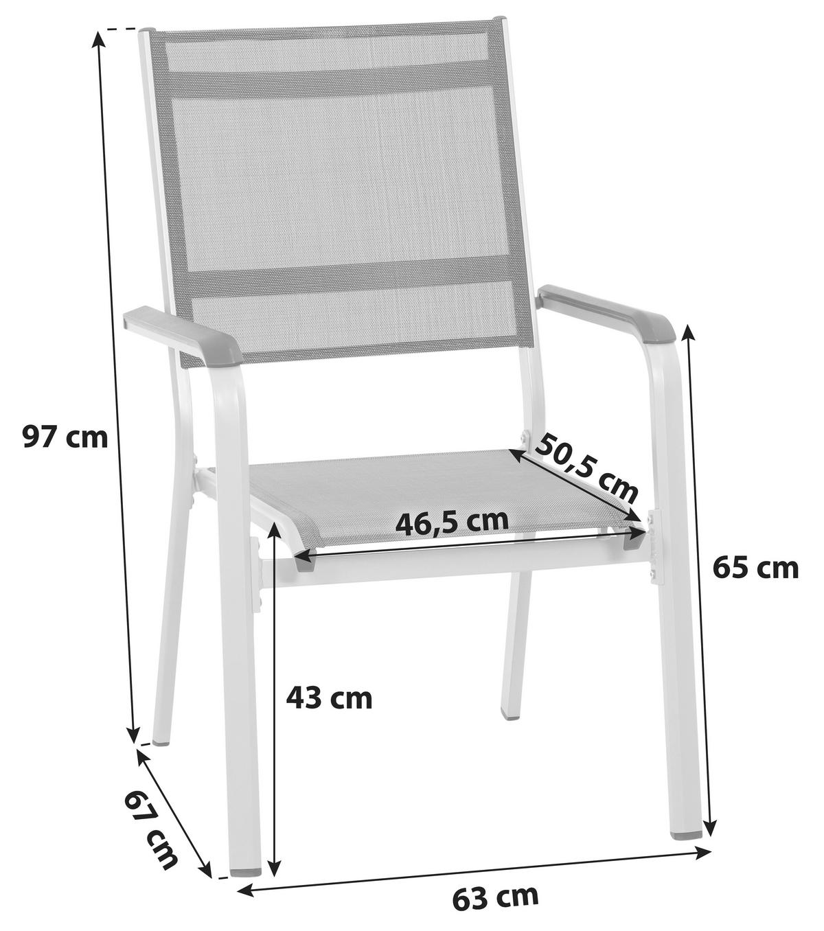 Gartensessel stapelbar Tesoro Aluminium/Textil - Anthrazit/Schwarz, KONVENTIONELL, Kunststoff/Textil (63/97/67cm) - Siena Garden