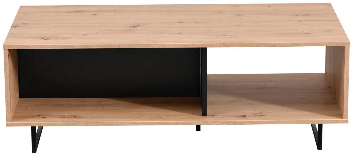 Dohányzóasztal Sardinia - fekete/Artisan tölgy, Modern, faalapú anyag/fém (120,5/42,5/60,5cm)