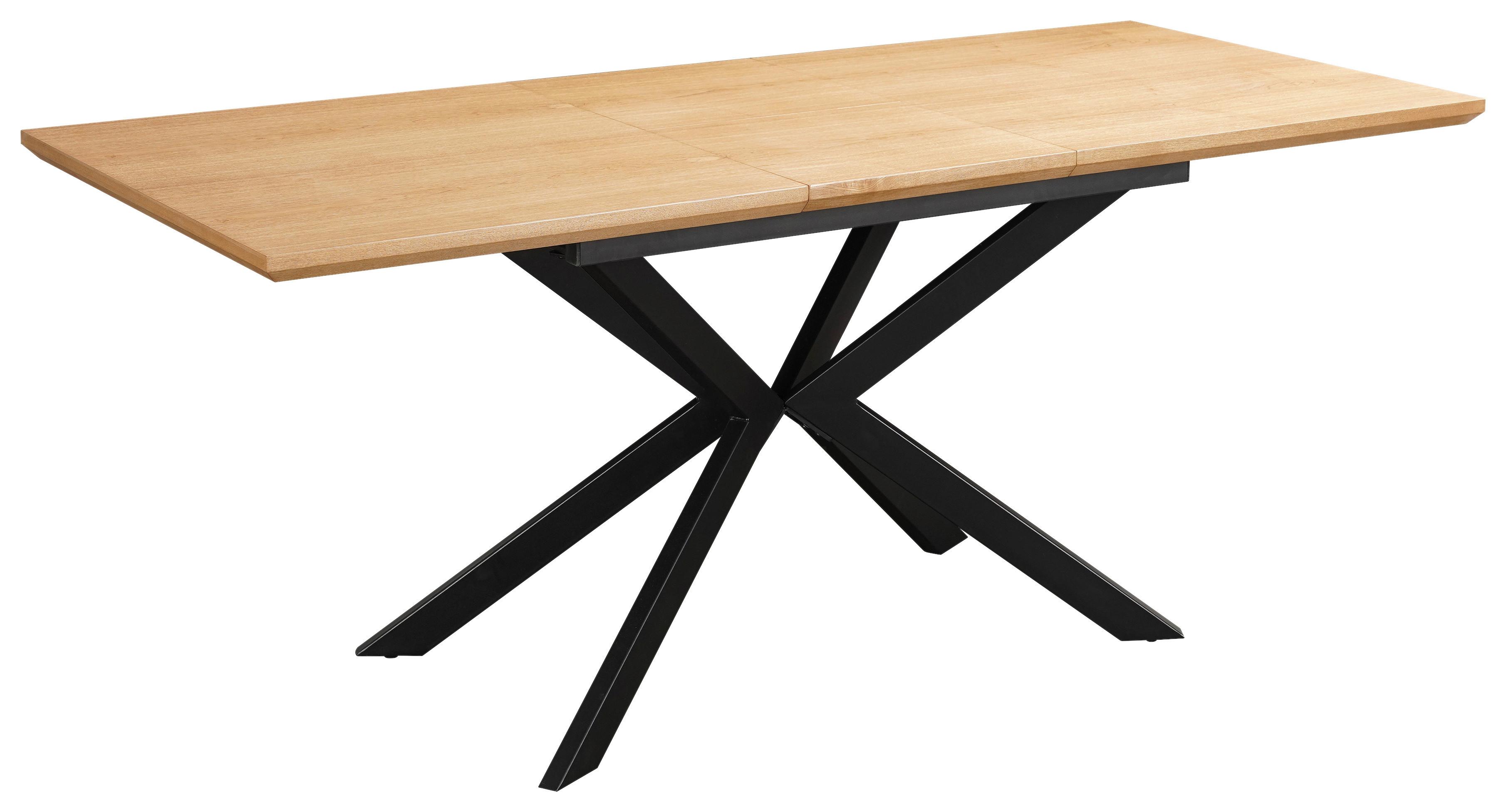 Jedilna Miza Elena, Naravna Barva, Črna, 140-180x80 - črna/naravne barve, Moderno, kovina/leseni material (140-180/80/76cm) - MID.YOU