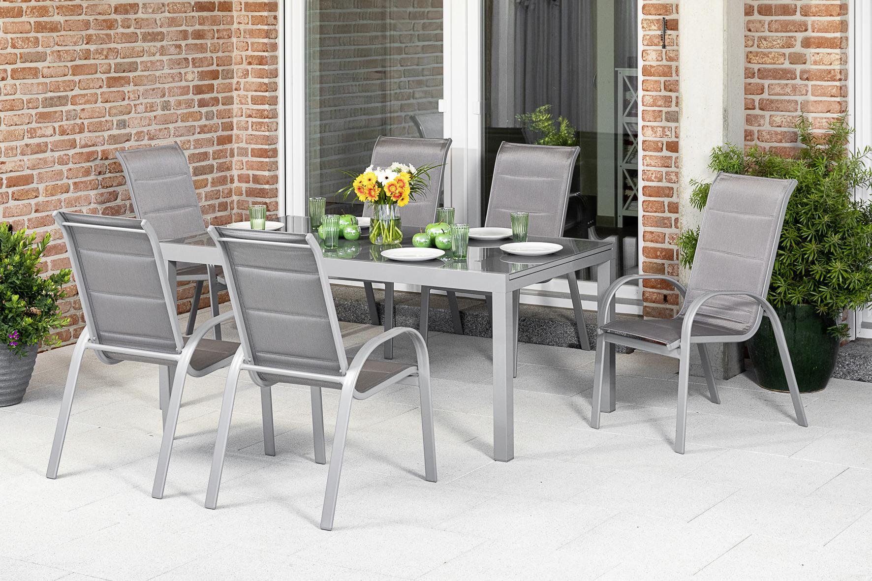 Vrtni Set Amalfi Di Lusso, 7-Delno, Rjava - srebrne barve/rjava, Konvencionalno, kovina/steklo - Gardenson