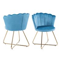 Set Stolov Samt, Modra, 2-Delni - zlate barve/modra, Moderno, kovina/tekstil (69,5/85/66cm) - Livetastic