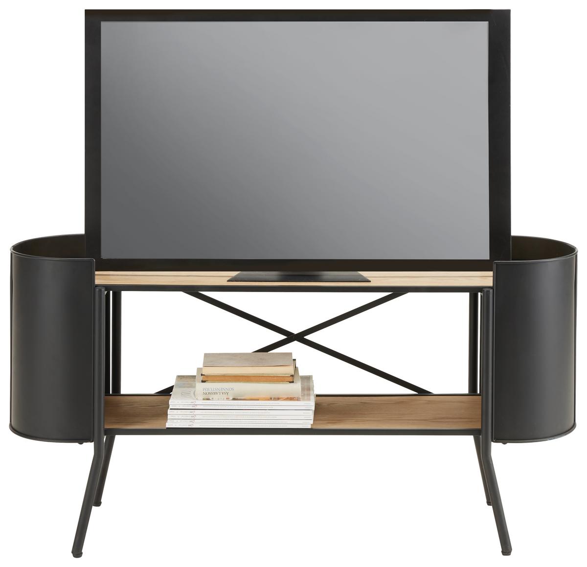 Tv Szekrény Olan - natúr színű/fekete, Lifestyle, faalapú anyag/fa (122/60/33cm) - Premium Living