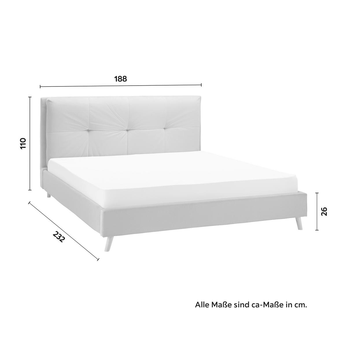 Polsterbett Camilla ca. 180x200 cm Hellgrau - Hellgrau/Naturfarben, MODERN, Holz/Holzwerkstoff (180/200cm) - Bessagi Home