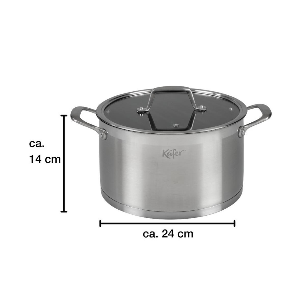 Főzőedény 4485-Ka - nemesacélszínű, Basics, üveg/fém (24cm) - Käfer