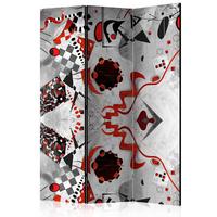 Paravan Geometric Cosmos, 3-Delni, Dvostranski - rdeča/siva, Basics, tekstil/les (135/172/3cm) - artgeist