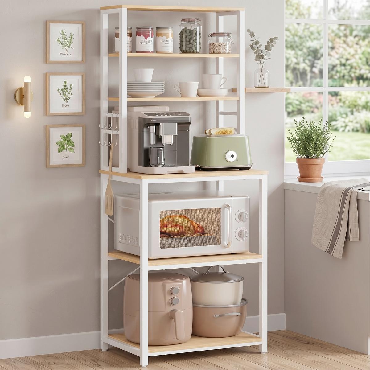 REGAL KITCHEN SHELF - Eichefarben/Weiß, MODERN, Holzwerkstoff/Metall (60/167/40cm) - MID.YOU