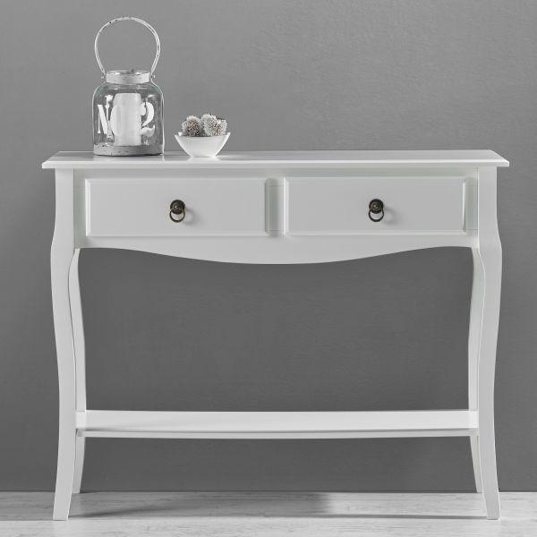 Konsole in Weiß ca. 100x33cm 'Claudia Vintage' - Weiß, MODERN, Holz/Metall (100/78/33cm) - Bessagi Home