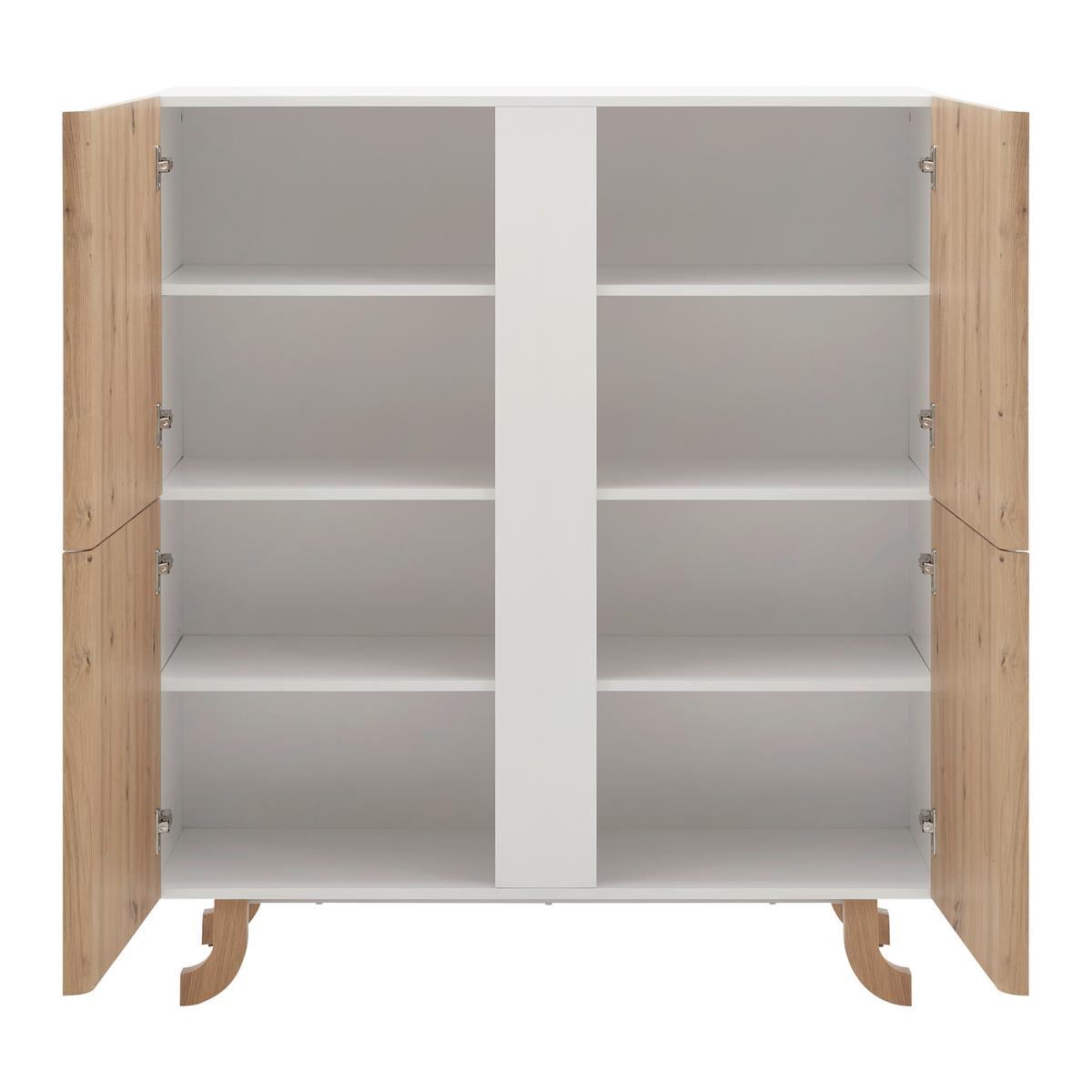Visoka Komoda Vira, Barva Hrasta, Bela - barve bora/bela, Moderno, les (110/125/43cm) - Bessagi Home