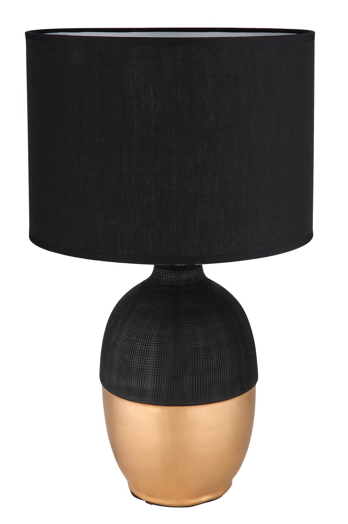 Tischleuchte Valentino in Schwarz/Gold max. 40 Watt - Goldfarben/Schwarz, KONVENTIONELL, Keramik/Textil (25/43cm) - Globo