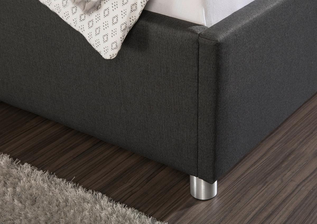 Polsterbett Fraser Anthrazit ca. 200x200 cm - Anthrazit/Alufarben, MODERN, Textil/Metall (200/200cm) - Livetastic