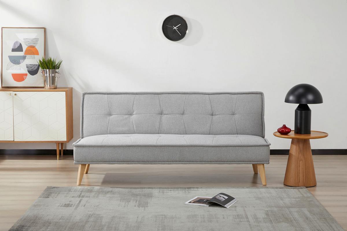 Canapea extensibila JOY - gri deschis, Konventionell, lemn/textil (188/82/87cm) - Ondega