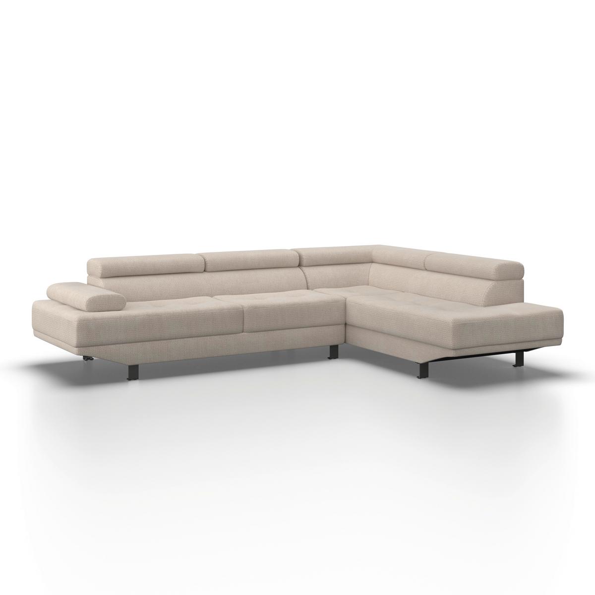 Sarokgarnitúra Emely - krém, Modern, textil/fa (267/70/195cm) - Bessagi Home