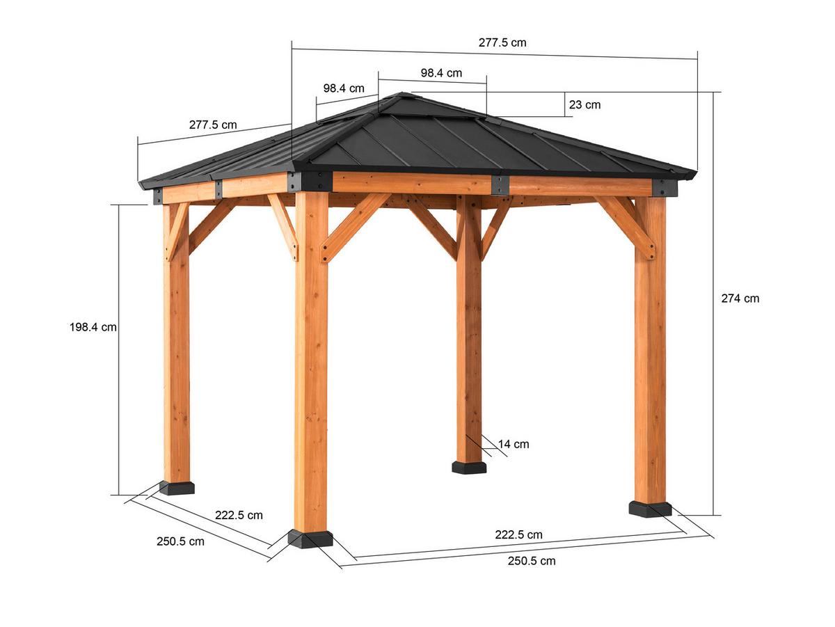Pavillon Gazebo Rapi Anthrazit/Naturfarben - Anthrazit, Basics, Metall (273/274/273cm) - Modante