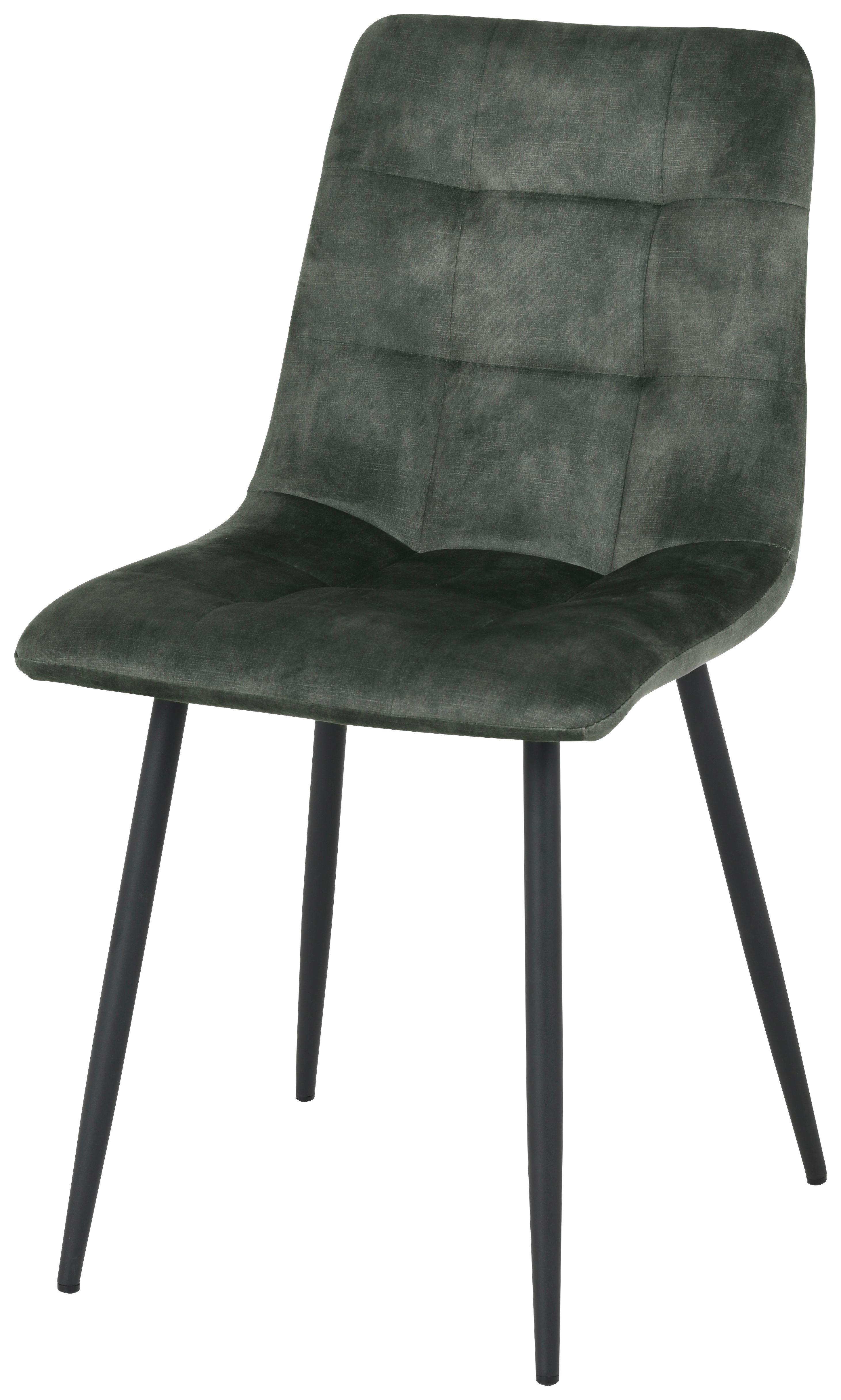 Stol Lech, Temno Siva - črna/temno zelena, Konvencionalno, kovina/tekstil (45/88/55cm)