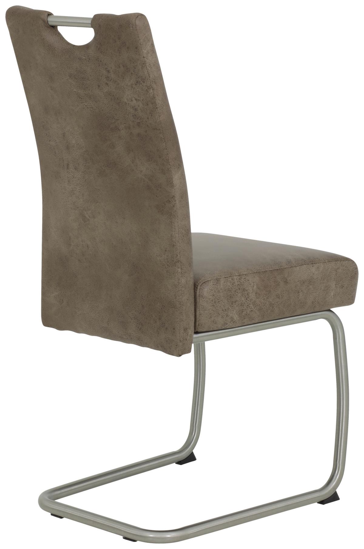 Schwingstuhl gepolstert 4er-Set - Schlammfarben/Edelstahlfarben, MODERN, Textil/Metall (43/99/58cm) - MID.YOU