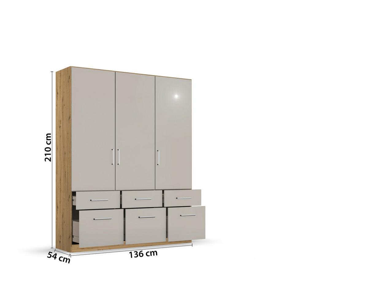 DULAP USI ROTATIVE BERLIN - gri deschis/stejar Artisan, Modern, material pe bază de lemn (136/210/54cm) - Modern Living