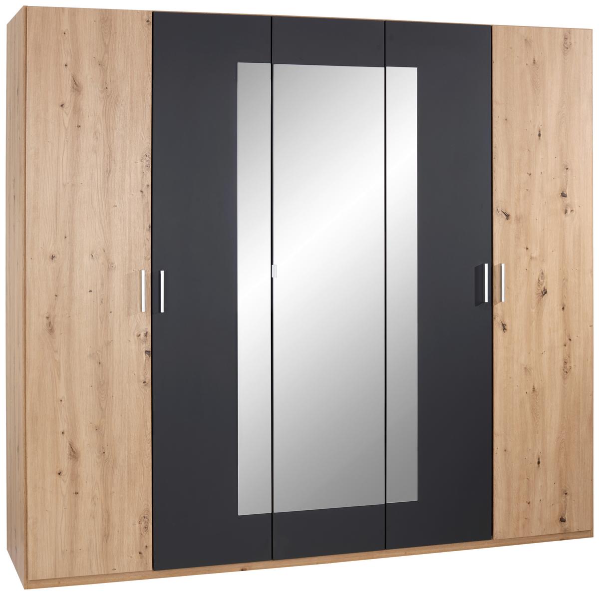 Dormitor Katrin - culoare lemn stejar/grafit, Konventionell, material pe bază de lemn - Best Price