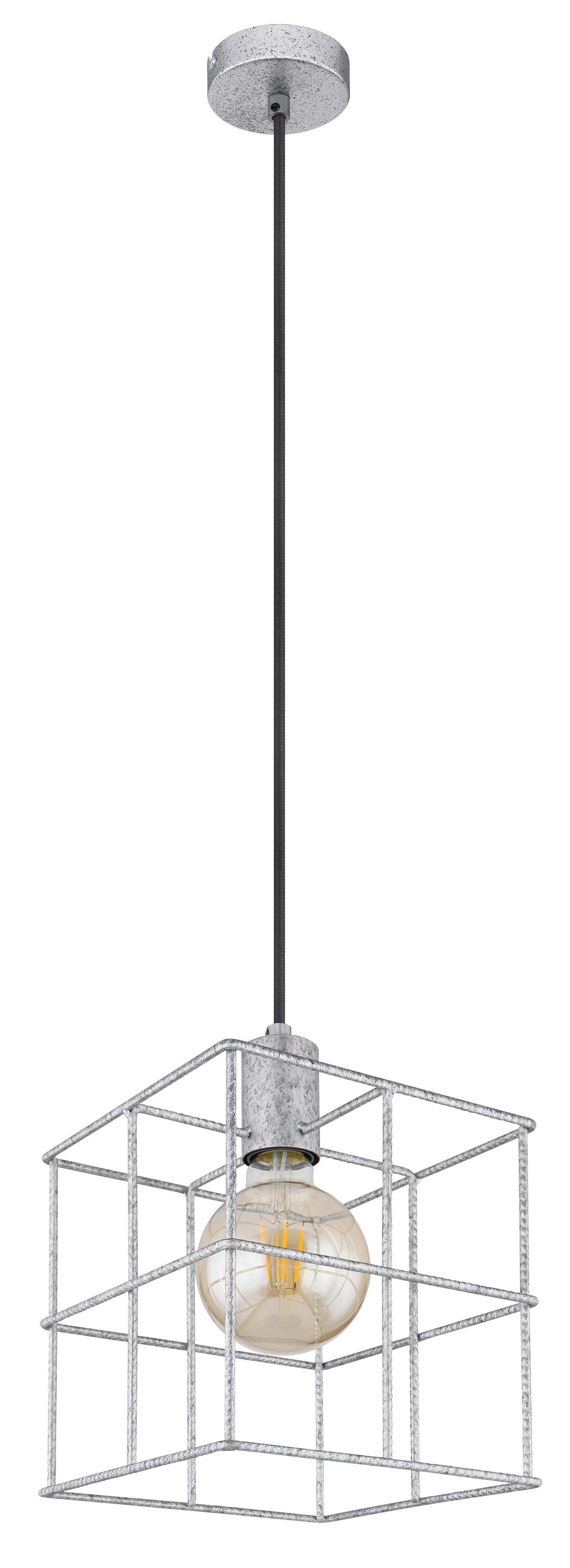 Hängeleuchte Merril Zinkfarben max. 60 Watt - Zinkfarben, Design, Metall (20/20/150cm) - Globo