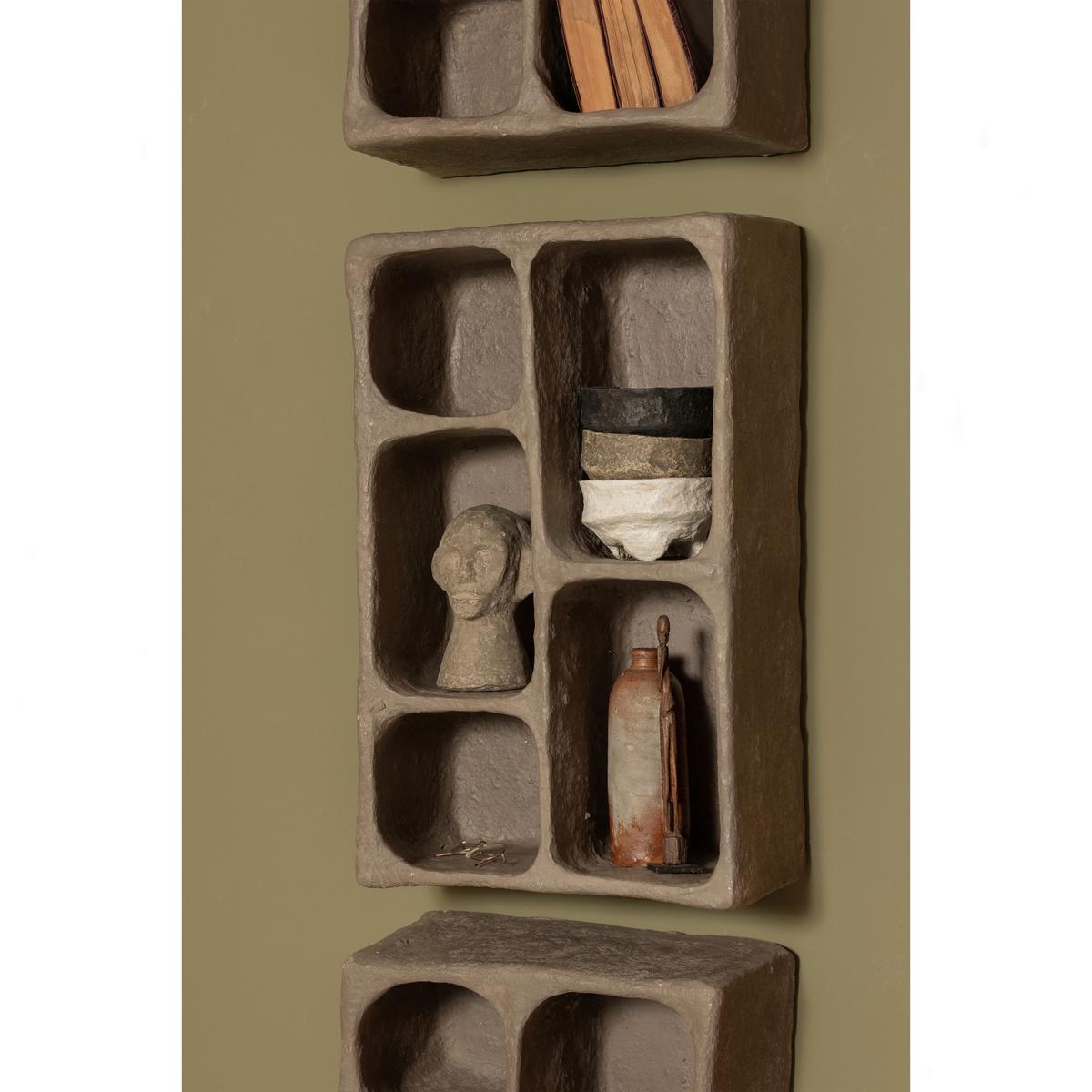 Wandregal Clay Grau - Grau, Design, Papier (45/70/23cm) - Livetastic
