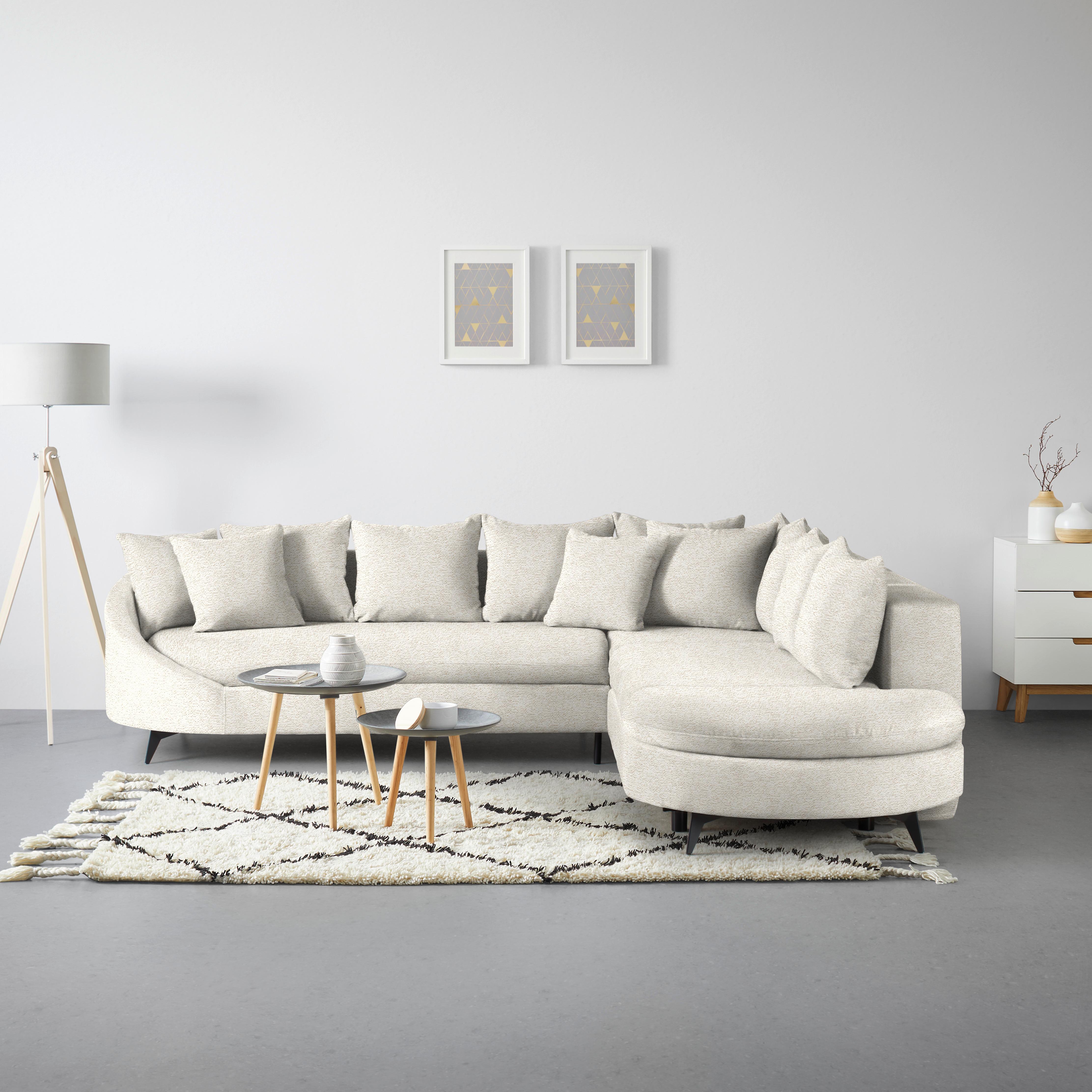 Ecksofa Axel Beige - Beige/Schwarz, MODERN, Textil/Metall (291/87/250cm) - Mömax