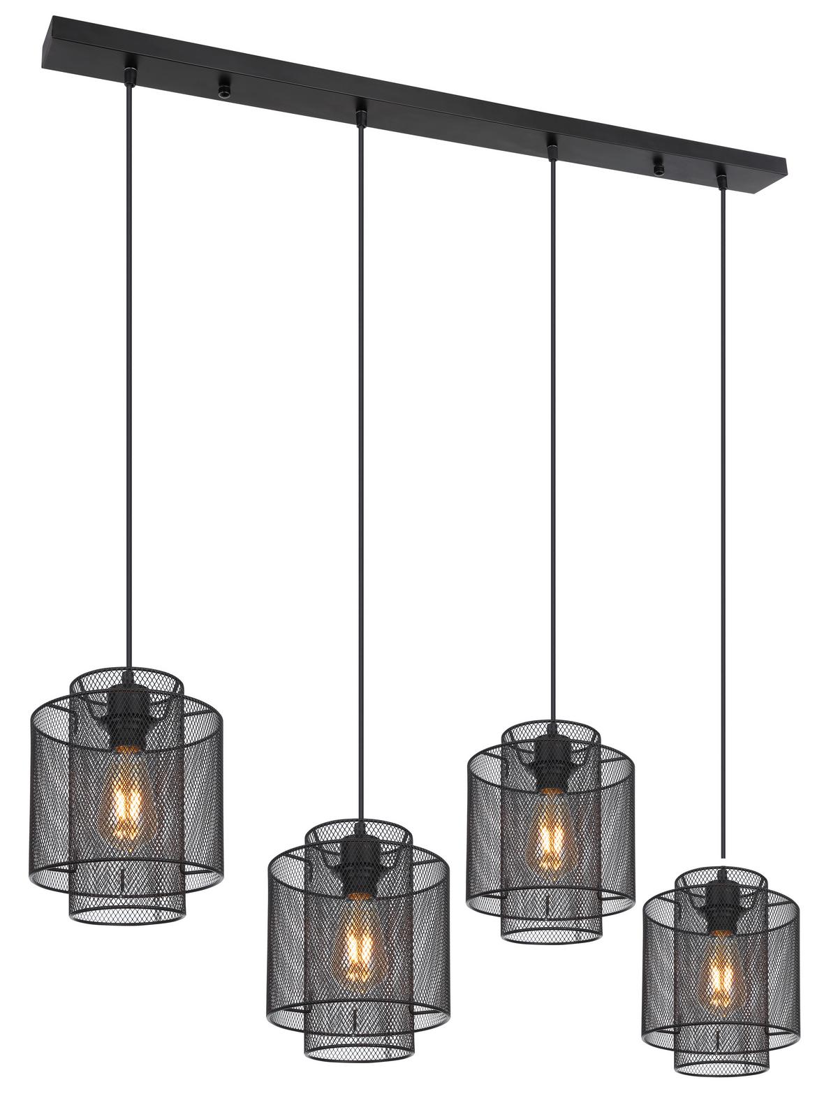 Hängeleuchte Augustin in Schwarz max. 40 Watt - Schwarz, Basics, Metall (98/20/120cm) - Globo
