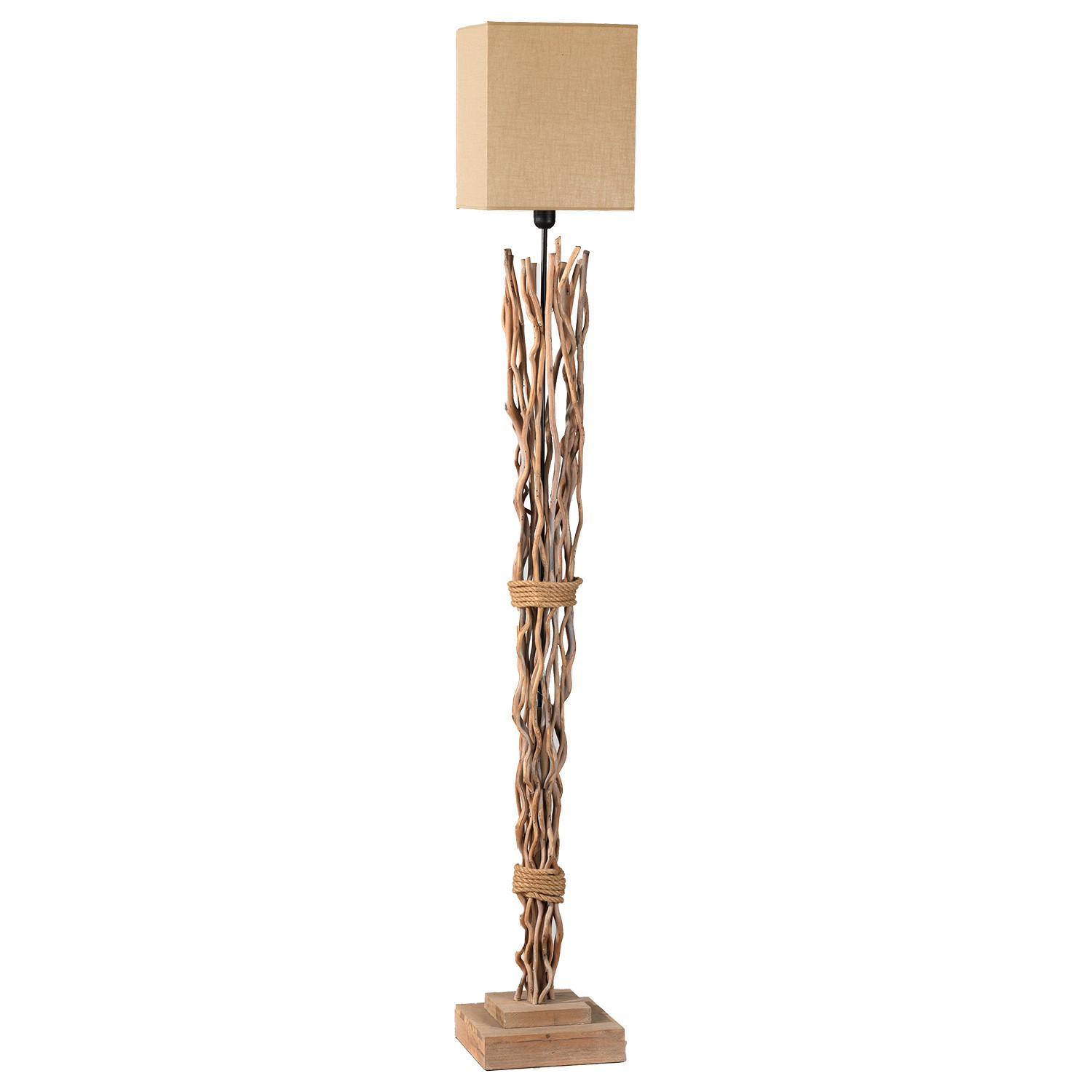 Stehleuchte Marica Hellbraun max. 22 Watt - Hellbraun, Natur, Holz/Textil (35/175cm)
