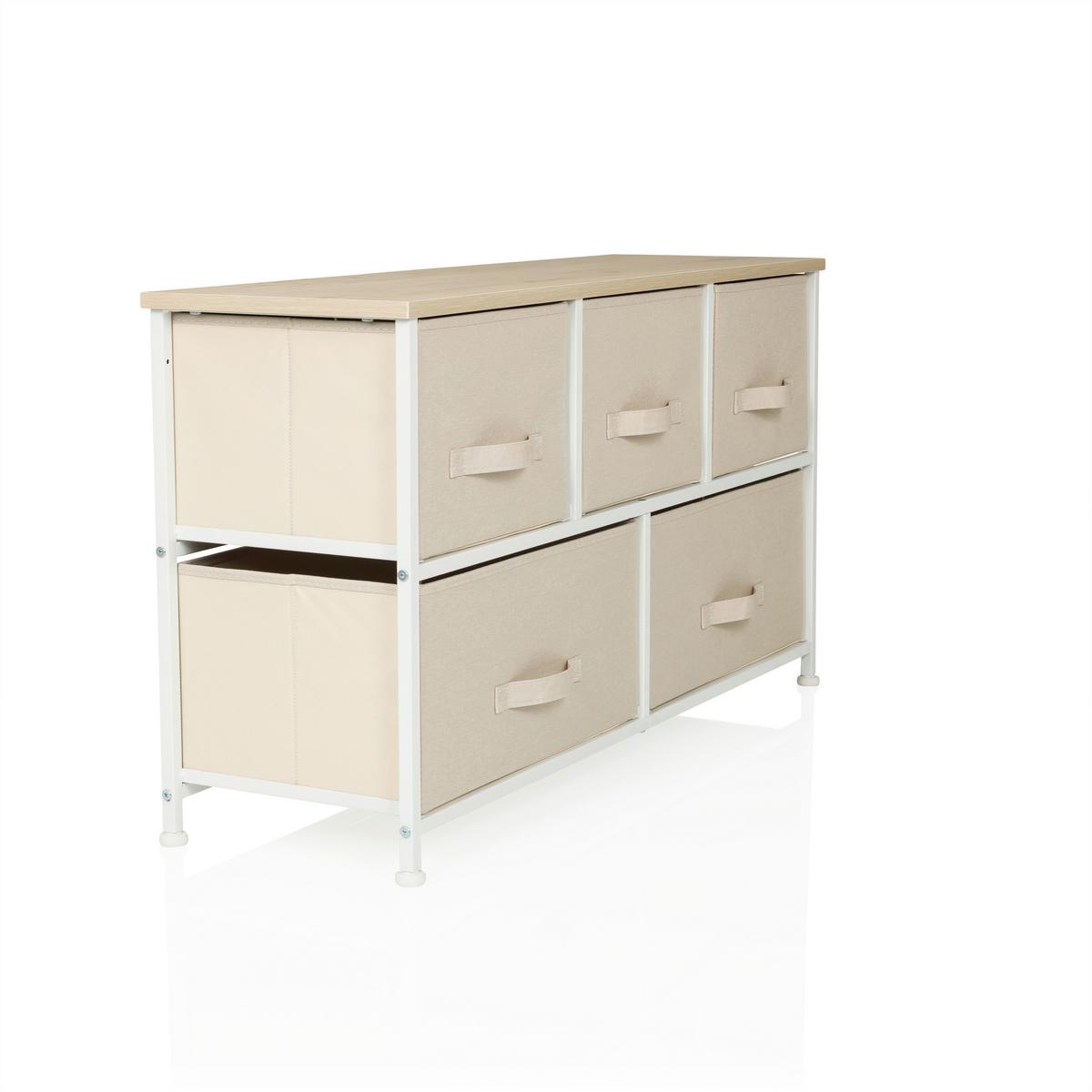 Komoda Foldar, Bež - bela/bež, Moderno, umetna masa/tekstil (100/55/30cm) - MID.YOU