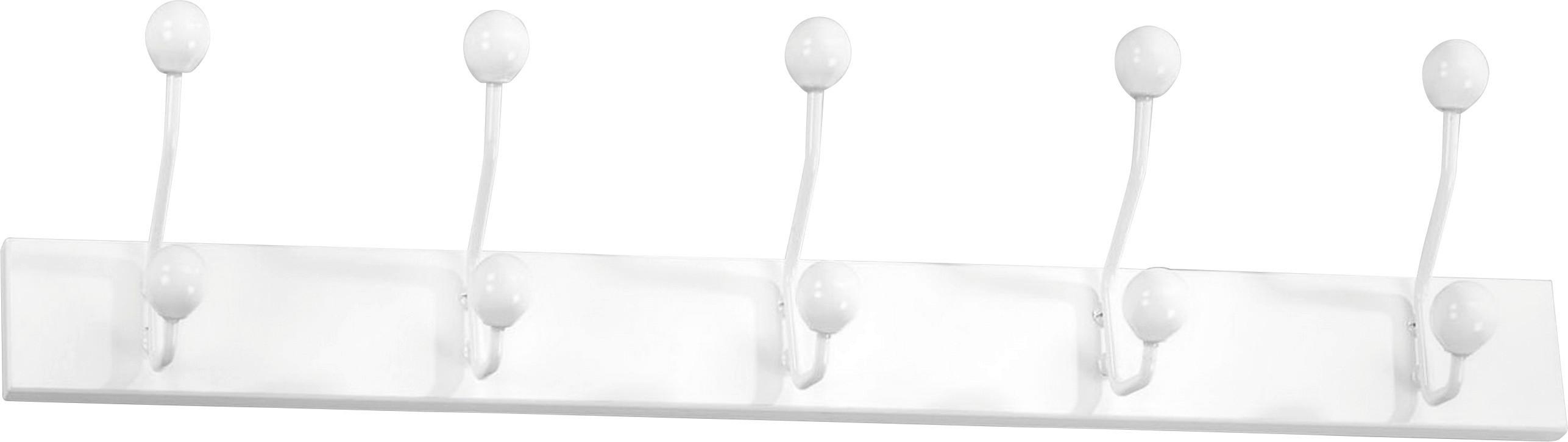 Stenski Obešalnik Greve, Bela - bela, Moderno, kovina/leseni material (65/13/7cm) - Modern Living