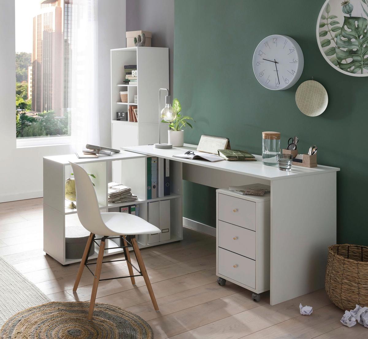 Rollcontainer Serie 500 Weiß ca. 32,6x59,7x39,1cm - Weiß, MODERN, Holz/Holzwerkstoff (32,6/59,7/39,1cm) - MID.YOU