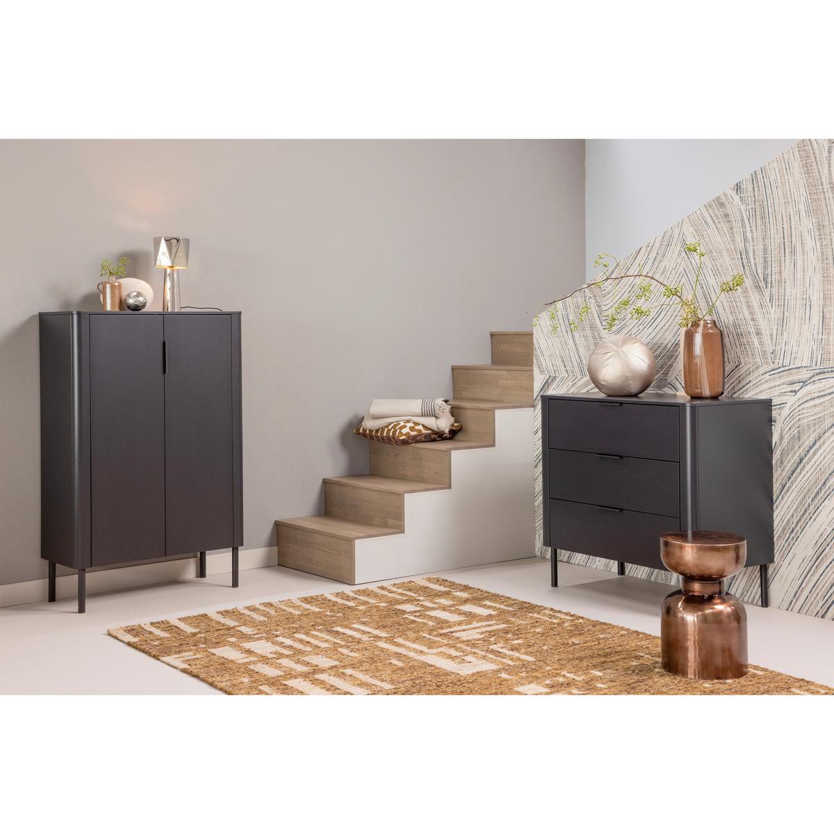 Schuhschrank Gunnar Schwarz B: 85 cm - Schwarz, Design, Holz/Metall (85/135/39cm) - Livetastic