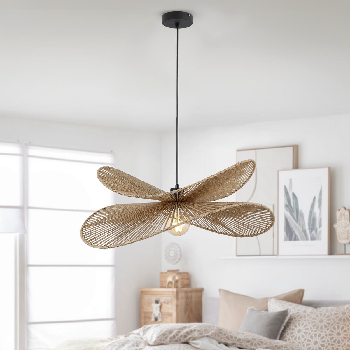 Hängeleuchte Bli Braun/Schwarz max. 25 Watt - Schwarz/Braun, MODERN, Papier/Metall (60/120cm) - Mömax