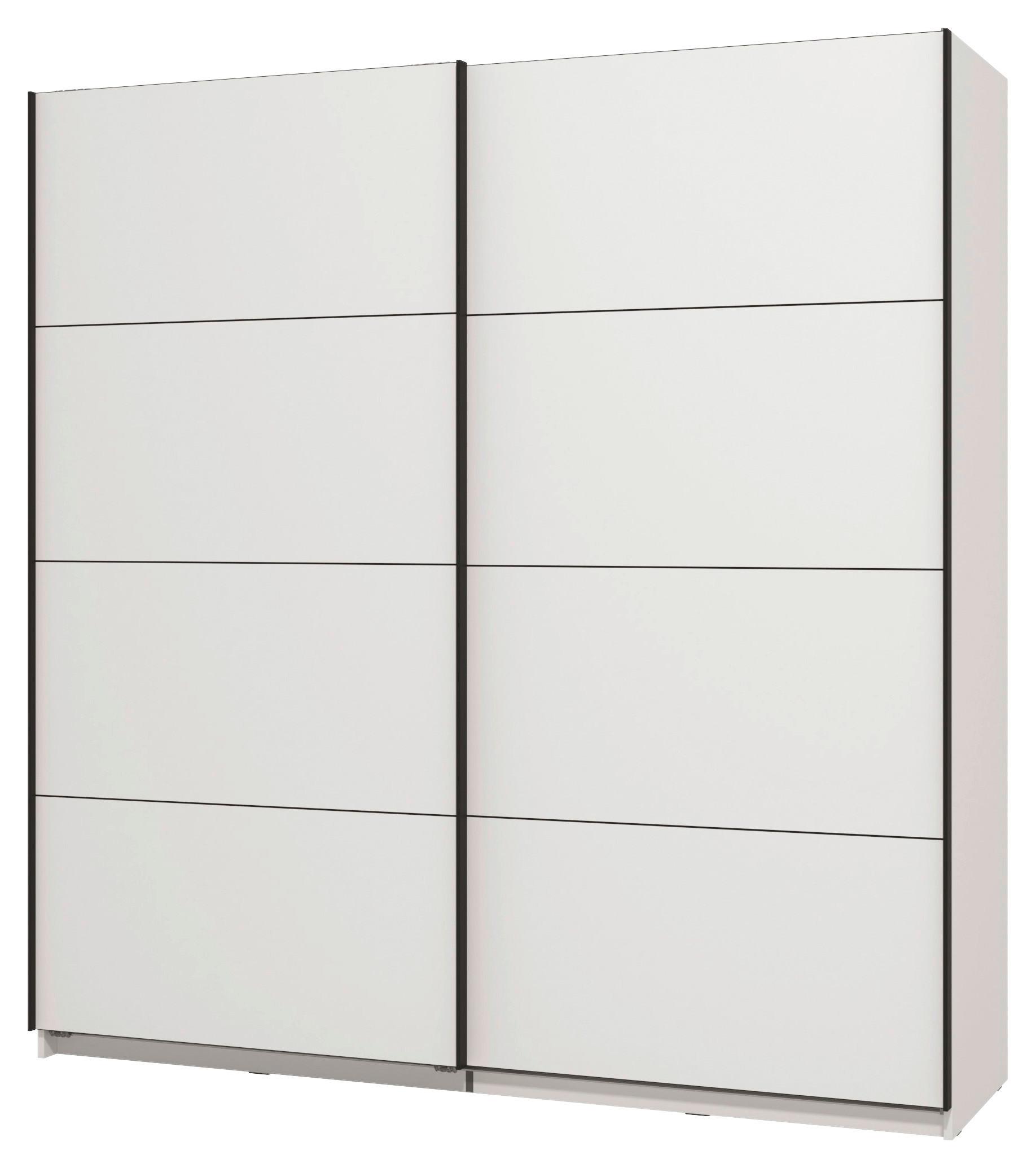 GARDEROB MED SKJUTDÖRRAR GARD 200 -TOP- - vit/svart, Klassisk, metall/trämaterial (195/217/61cm) - Mömax