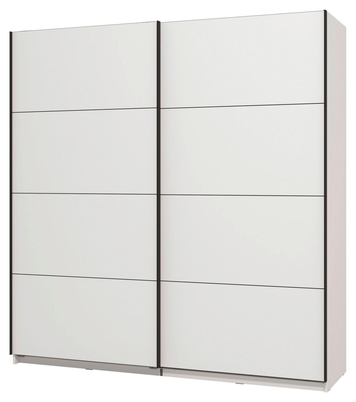 Schwebetürenschrank Gard 200 in Weiss - Weiss/Schwarz, Konventionell, Holzwerkstoff/Metall (195/217/61cm) - Mömax