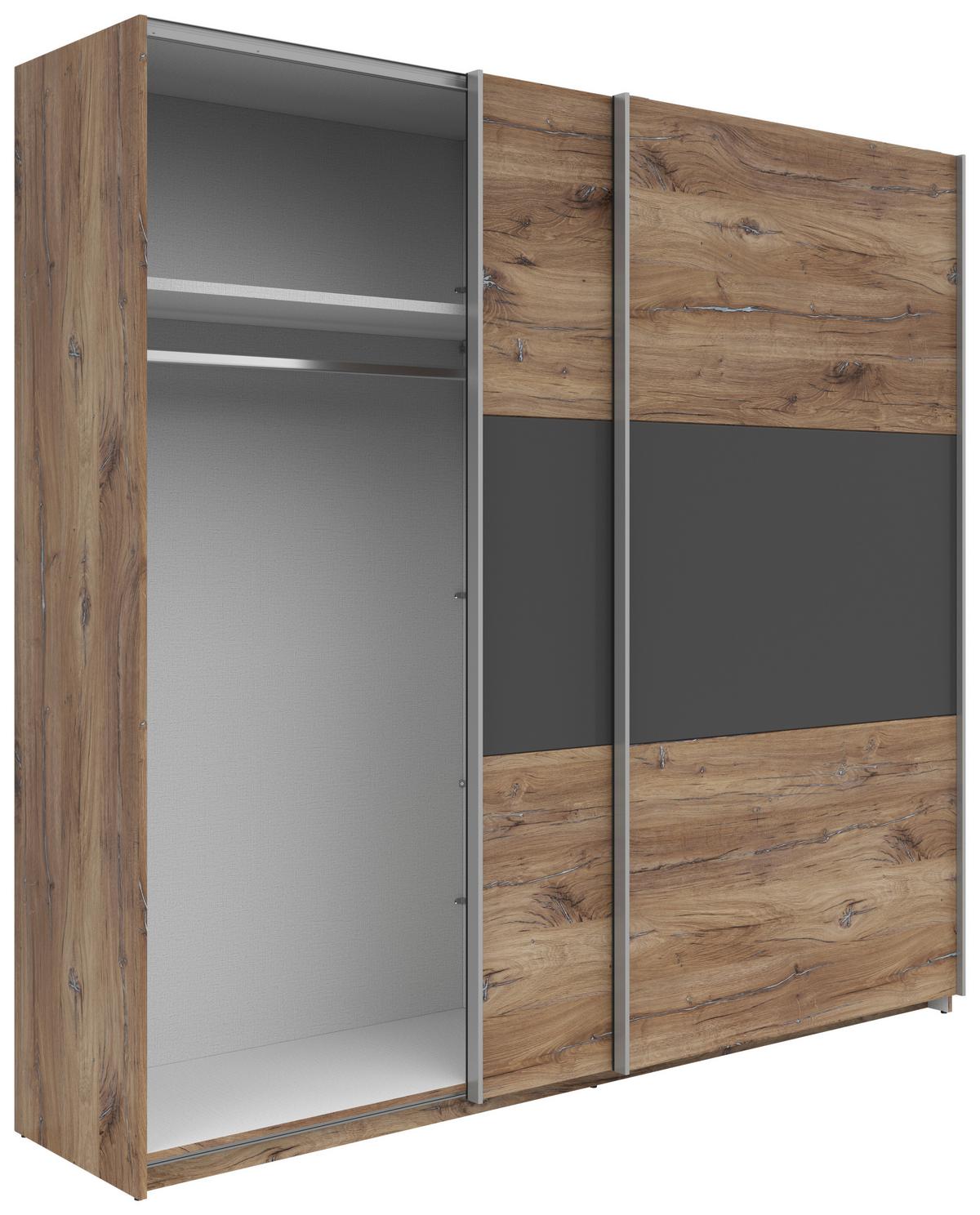 DULAP CU UșI CULISANTE SATURN - culoare lemn stejar/stejar închis la culoare, Konventionell, material pe bază de lemn (218/210/59cm)