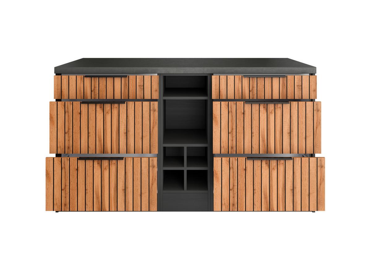 Kücheninsel Liverpool Typ 2 Eiche - Schieferfarben/Eiche Wotan, Basics, Holzwerkstoff/Metall (153/86/101cm) - Held