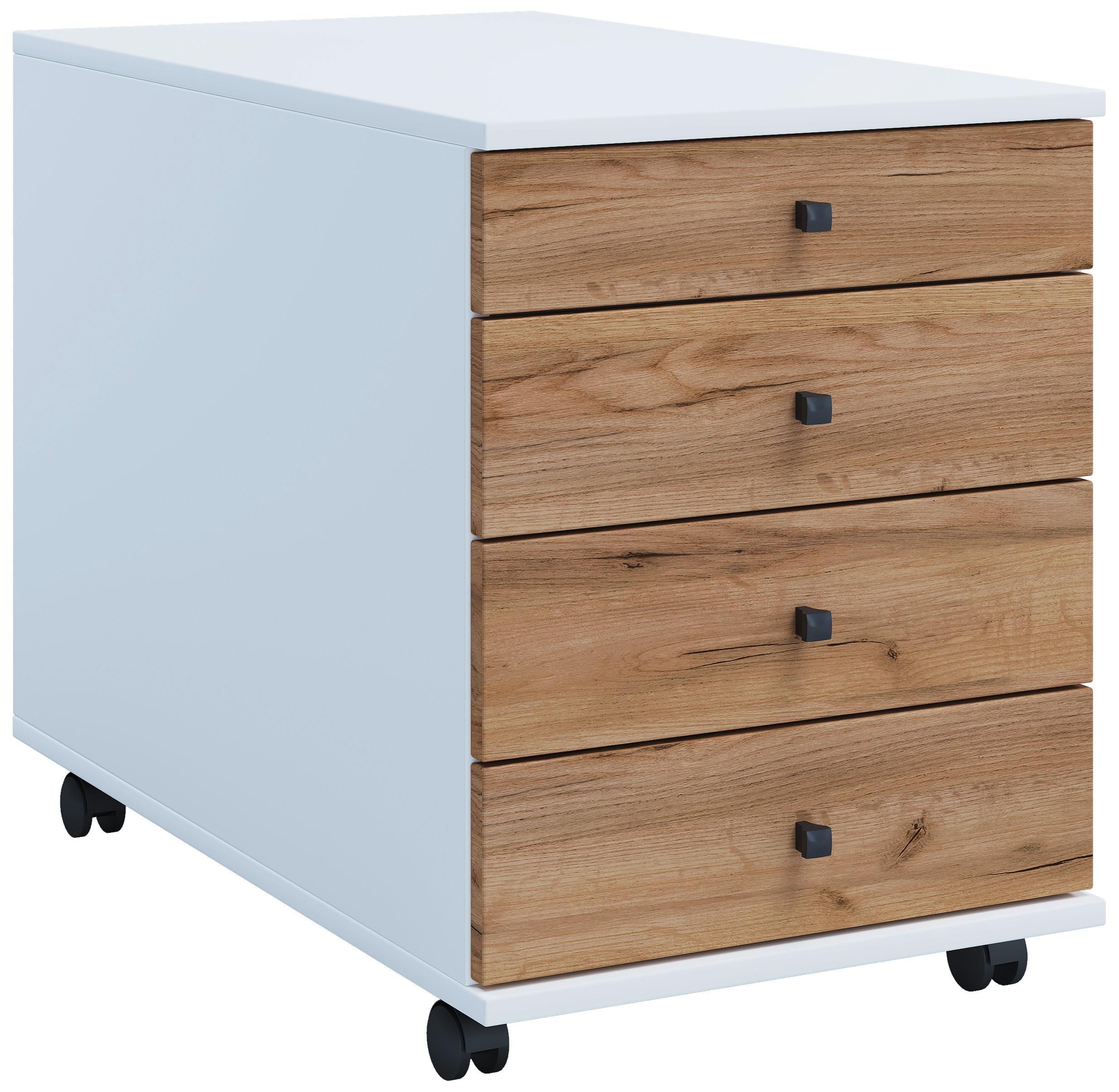 ROLLCONTAINER LONA MAXI - Honigeiche/Weiss, Design, Holzwerkstoff/Kunststoff (42/57/75cm) - MID.YOU