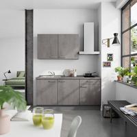 Küchenblock Riva Low m. Geräten Schieferfarben - Schieferfarben/Edelstahlfarben, MODERN, Holzwerkstoff/Metall (180cm) - Nobilia
