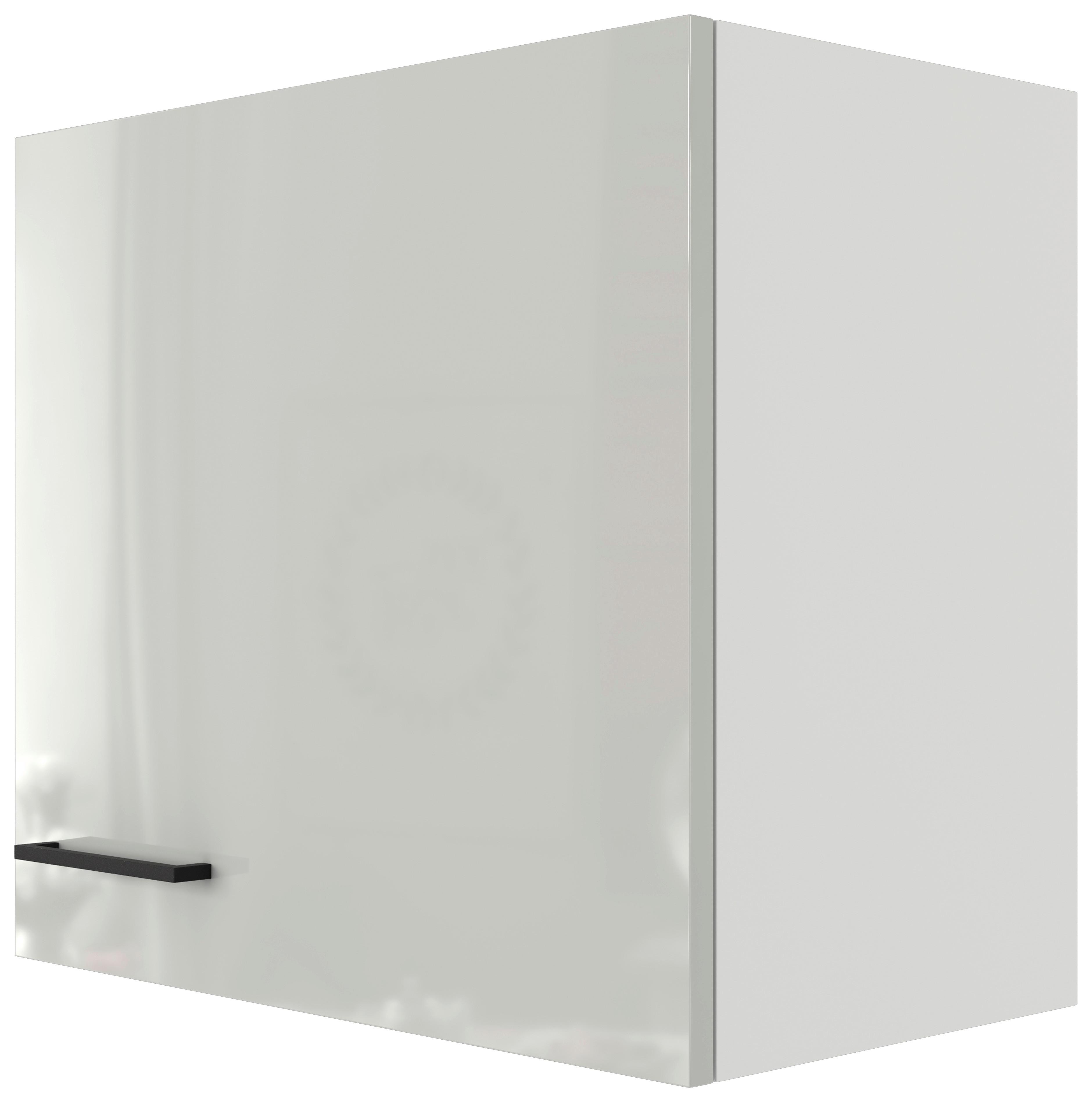 Küchenoberschrank in Lichtgrau glänzend - Schwarz/Grau, MODERN, Holzwerkstoff/Metall (60/54/32cm) - FlexWell