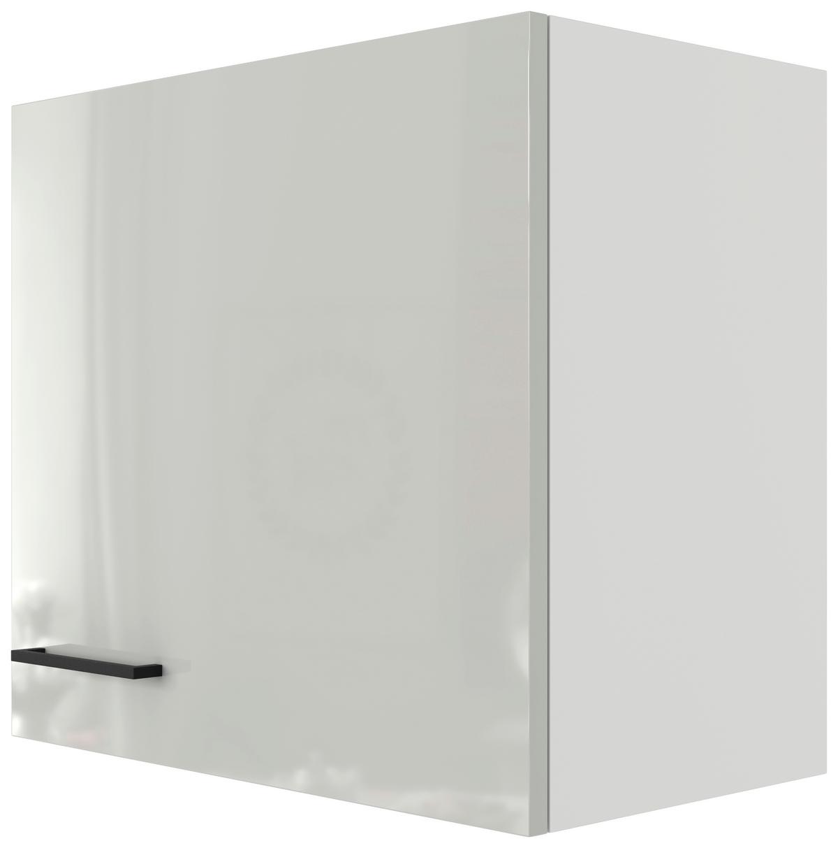 Küchenoberschrank in Lichtgrau glänzend - Schwarz/Grau, MODERN, Holzwerkstoff/Metall (60/54/32cm) - FlexWell