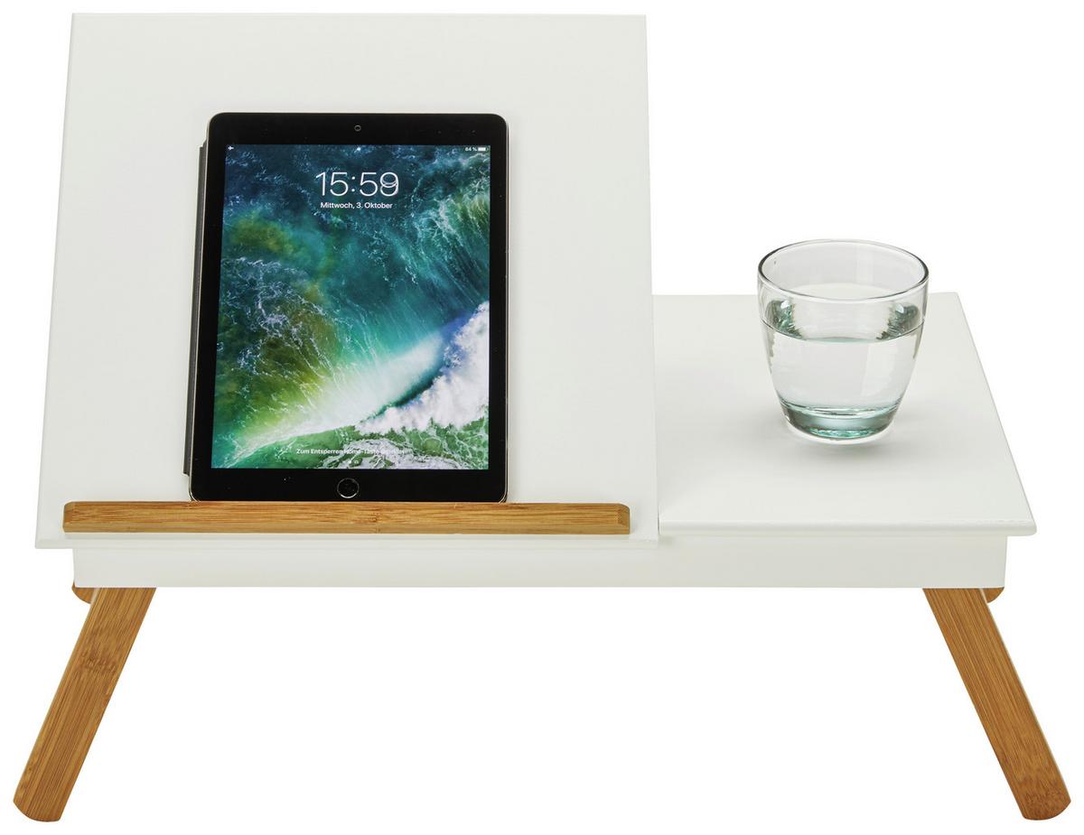 Laptop Asztal Fehér Book - natúr színű/fehér, Lifestyle, fa (53/20,5-43/33cm) - Mömax