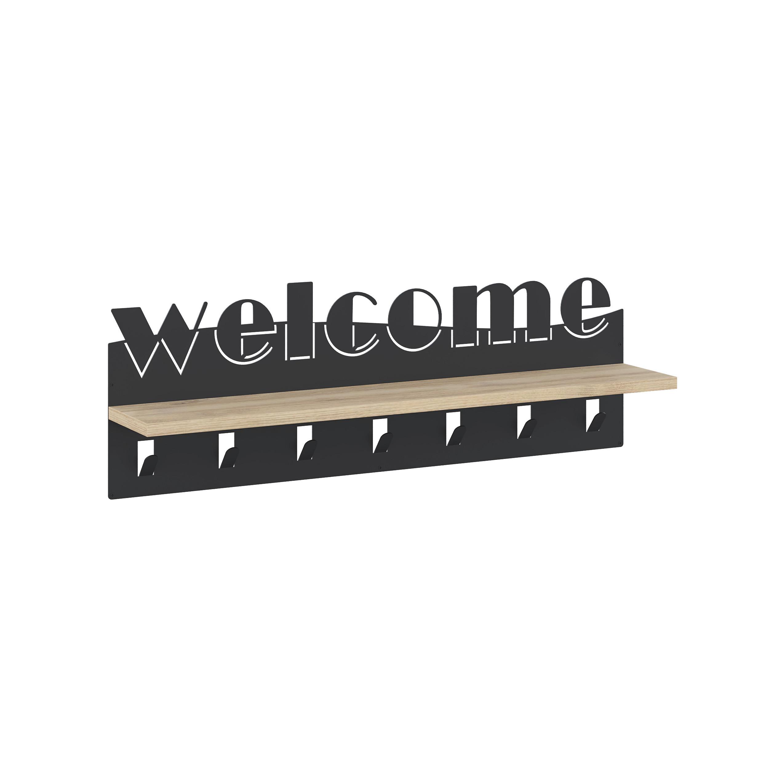 Wandgarderobe Welcome ca. 86x27x15 cm Anthr./Eiche - Sonoma Eiche, Design, Holzwerkstoff/Metall (86/27/15cm) - Livetastic
