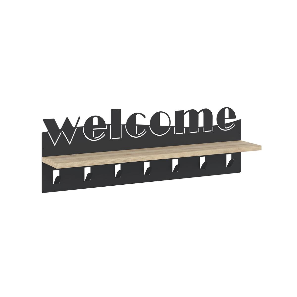 Wandgarderobe Welcome ca. 86x27x15 cm Anthr./Eiche - Sonoma Eiche, Design, Holzwerkstoff/Metall (86/27/15cm) - Livetastic