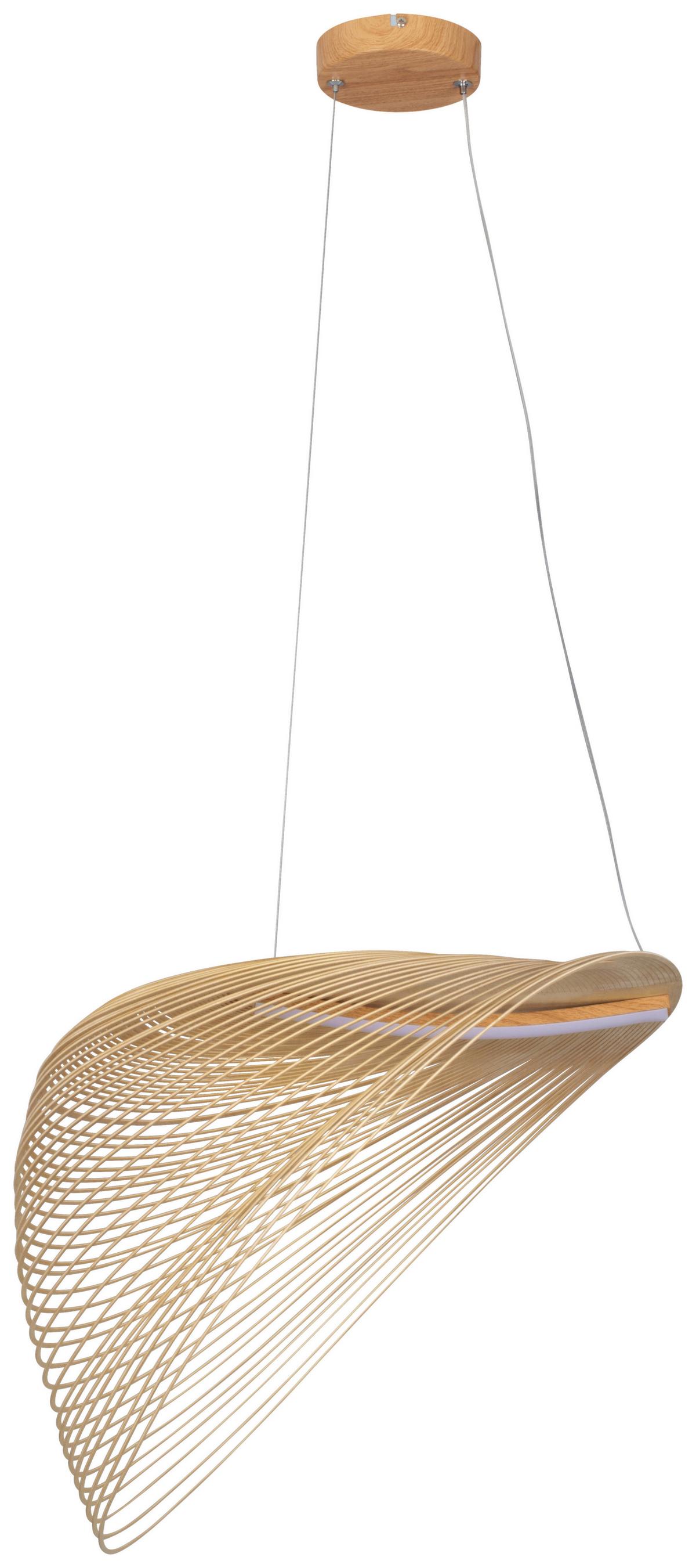 LAMPA WISZĄCA LED MAILAND - kolor dębowy/kolor naturalny, Trend, materiał drewnopochodny/metal (60/38/163,5cm) - Novel