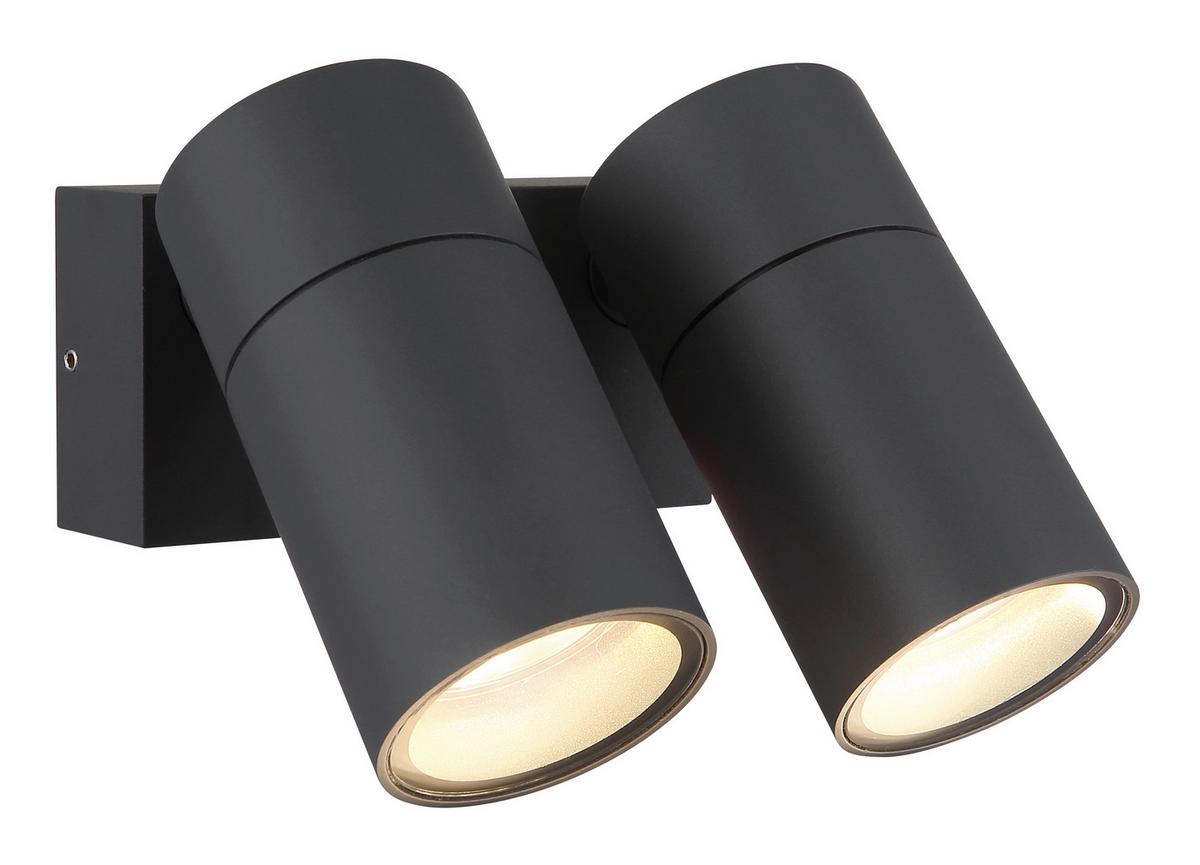 AUSSENLEUCHTE 3209-2 - Klar/Anthrazit, Design, Glas/Kunststoff (15/10,5/11,8cm) - Globo