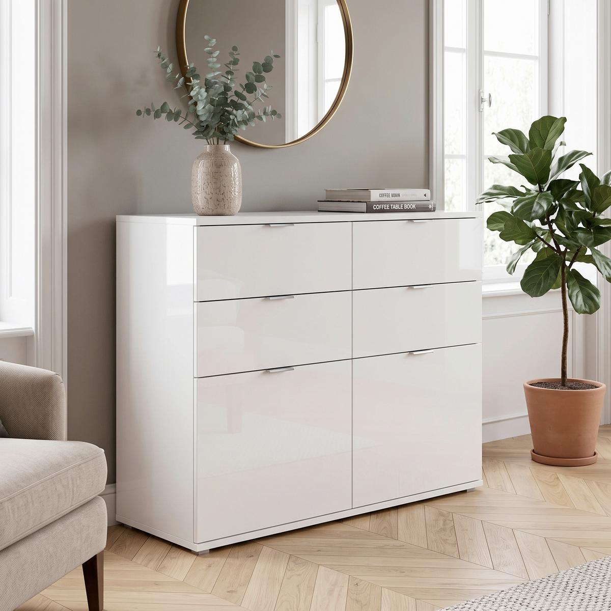 Komoda Projekt X, Bela - barve kroma/črna, Design, kovina/umetna masa (120/85/37cm) - Livetastic