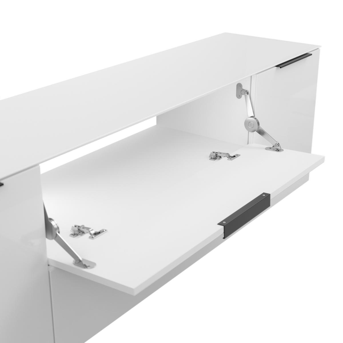 KOMODA NISKA STYLE - biały wysoki połysk/czarny, Basics, materiał drewnopochodny/tworzywo sztuczne (180/53,9/40cm)